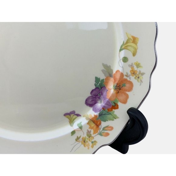 Vintage W.S. George Lido Canarytone Pair of Salad Plates Floral Pattern 7.75" - Picture 5 of 8